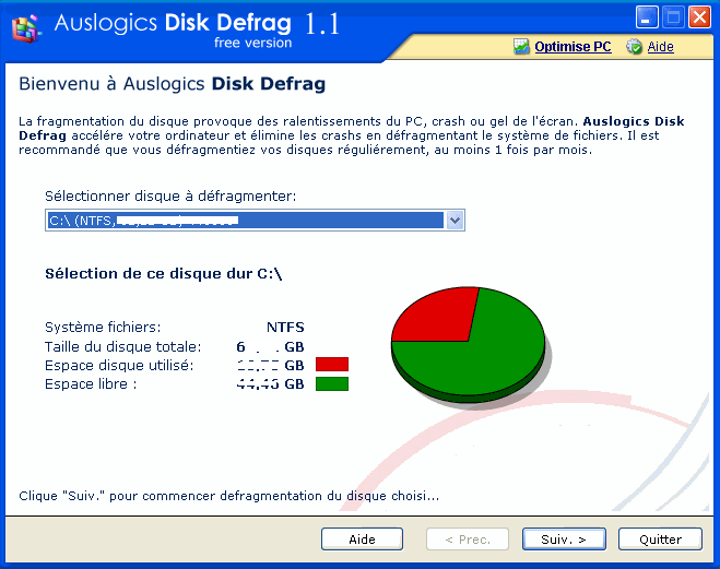 Defragmentation Disque Vista